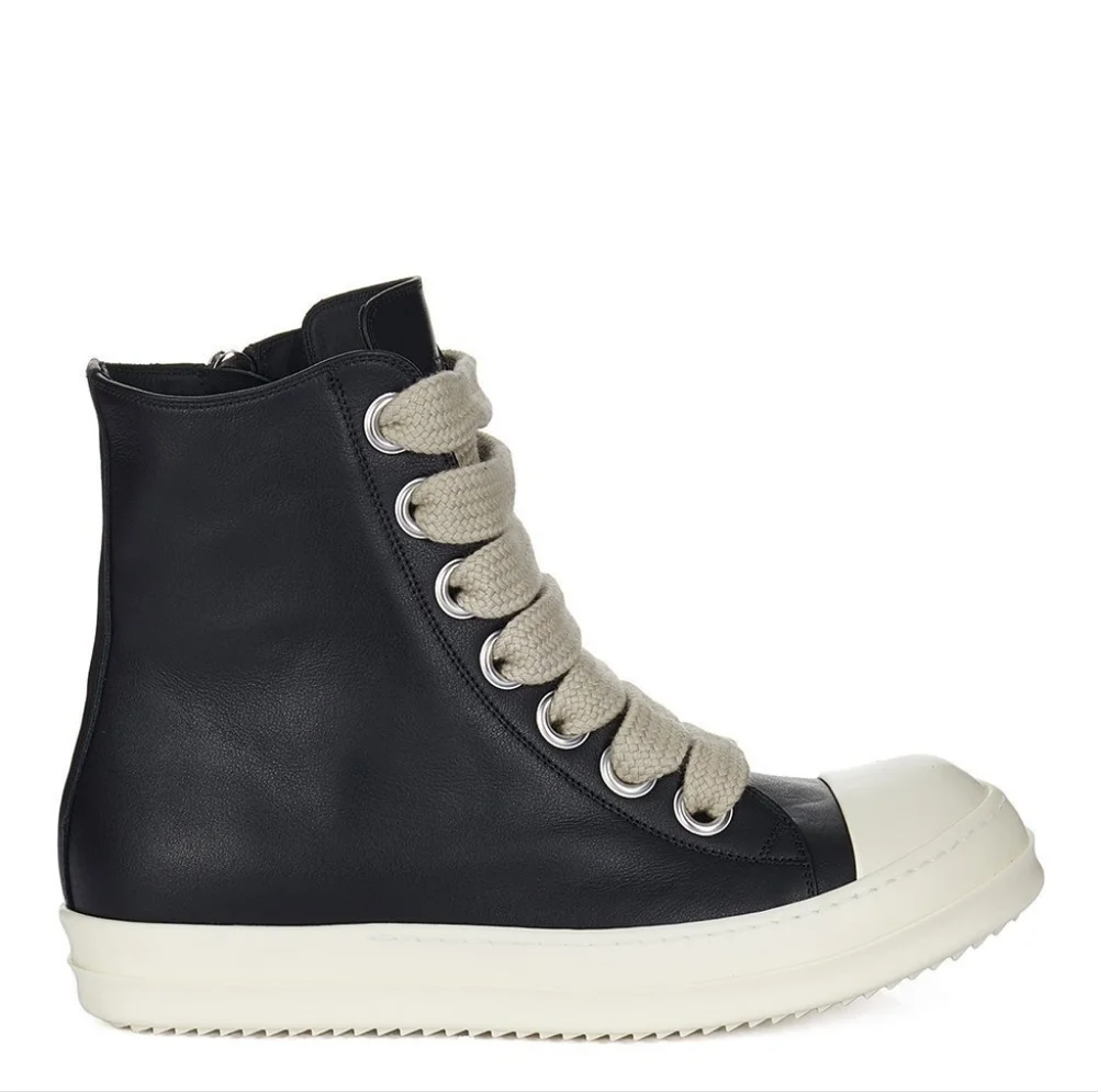Rick Owens Ramones High Top Black Leather Side Zip EU 39 US 8 Womens - Picture 2 of 6